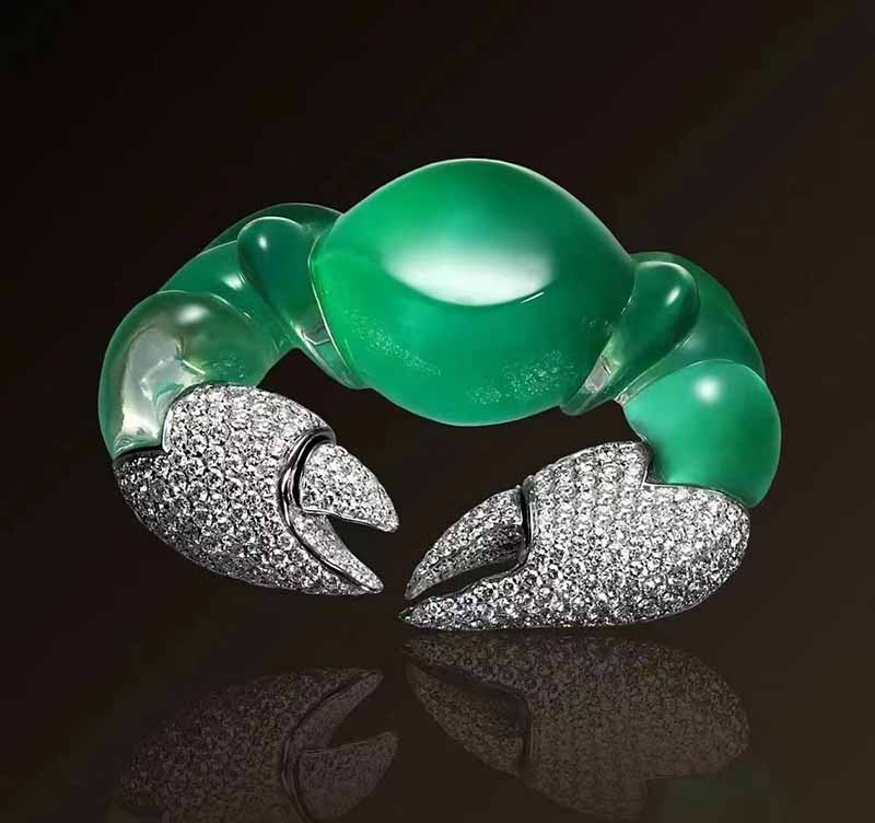 colored stones are all inlaid with crystal quartz